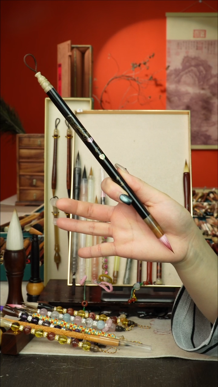 114号闪孤品高货毛笔链接 清水试笔 蘸墨不退