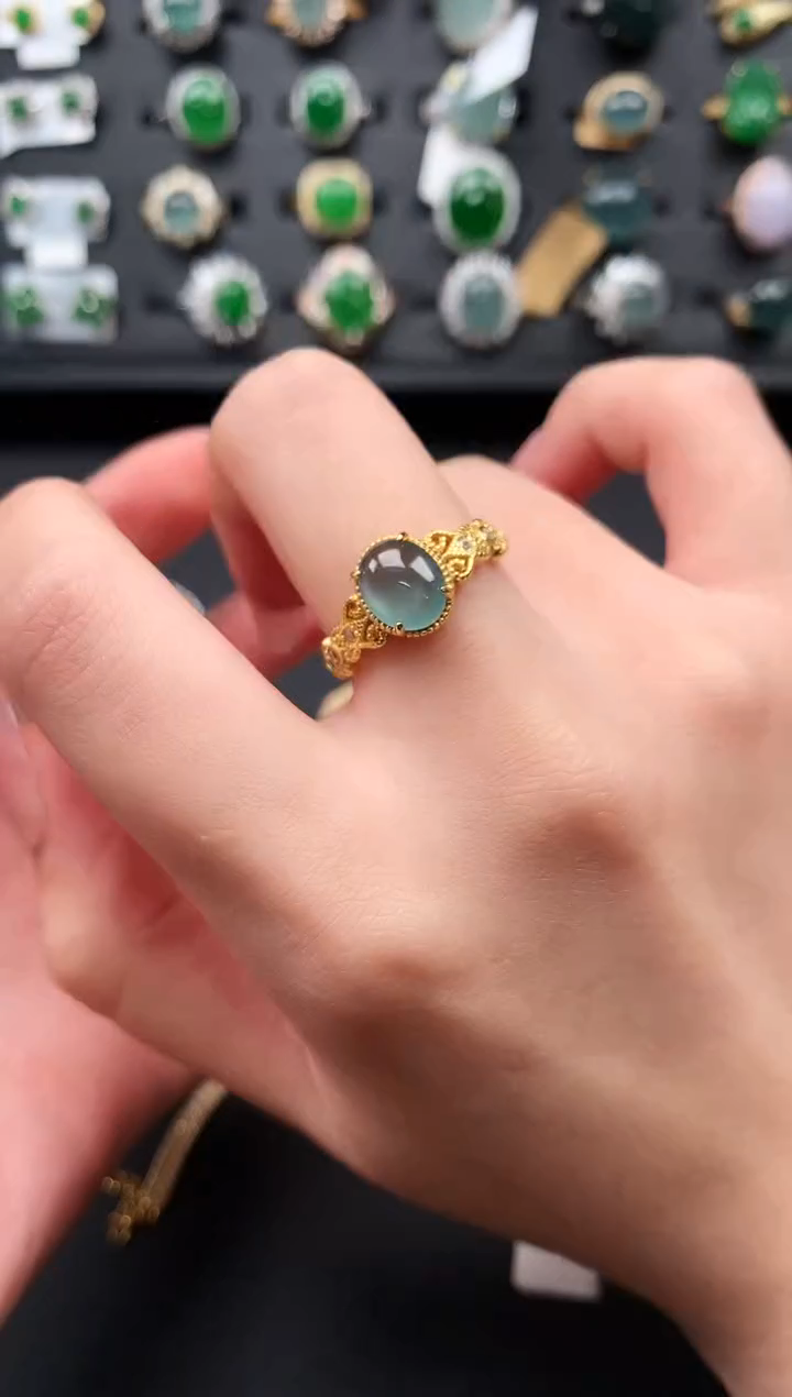 【闪购商品】翡翠戒指银S925镶嵌56141