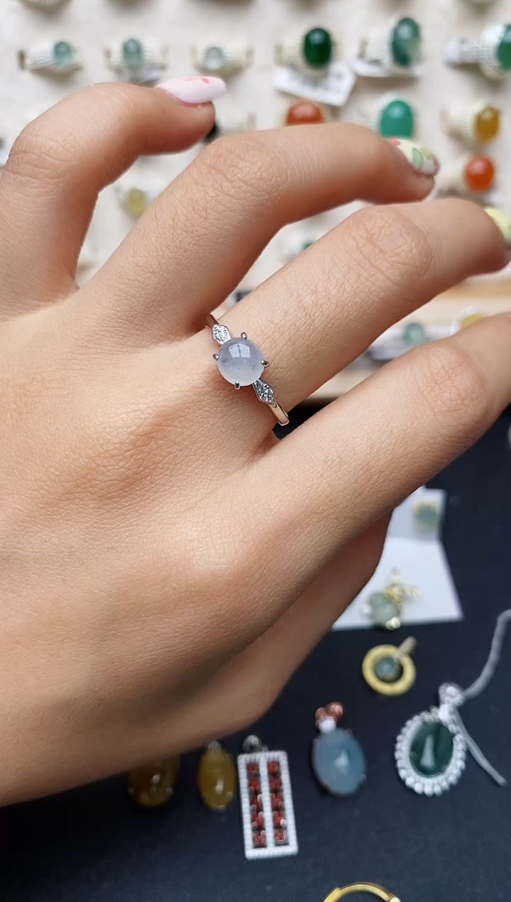 【闪购商品】翡翠戒指银S925镶嵌缅甸翡翠