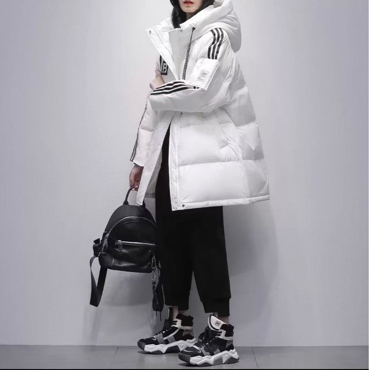 【TD】女长款2025冬装新款韩版白鸭绒时尚显瘦保暖加厚外套8500