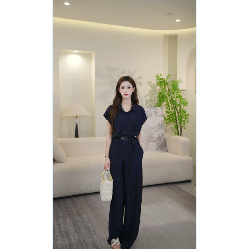 Liixu夏季新款法式轻奢短袖休闲气质收腰时尚套装TL52TZ574