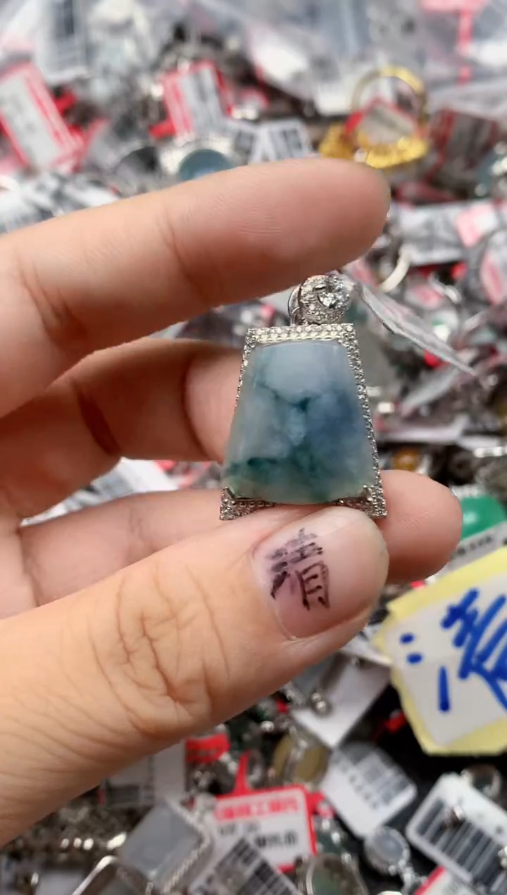 银S925镶嵌戒指翡翠天然A货缅甸翡翠