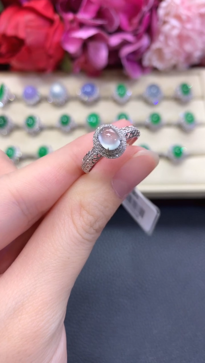 18K金镶嵌戒指翡翠秋日珠宝Q4