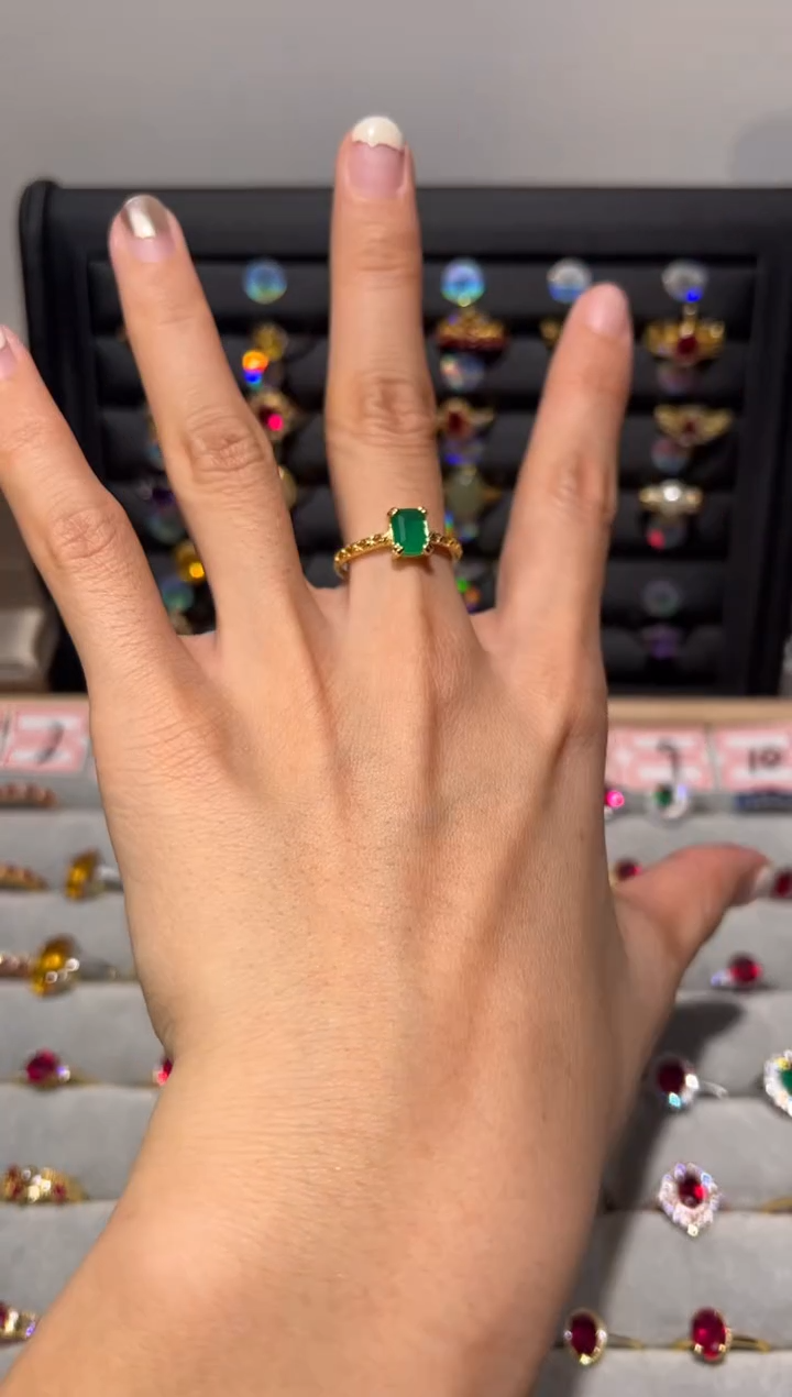 【闪购商品】祖母绿戒指银S925镶嵌4163453