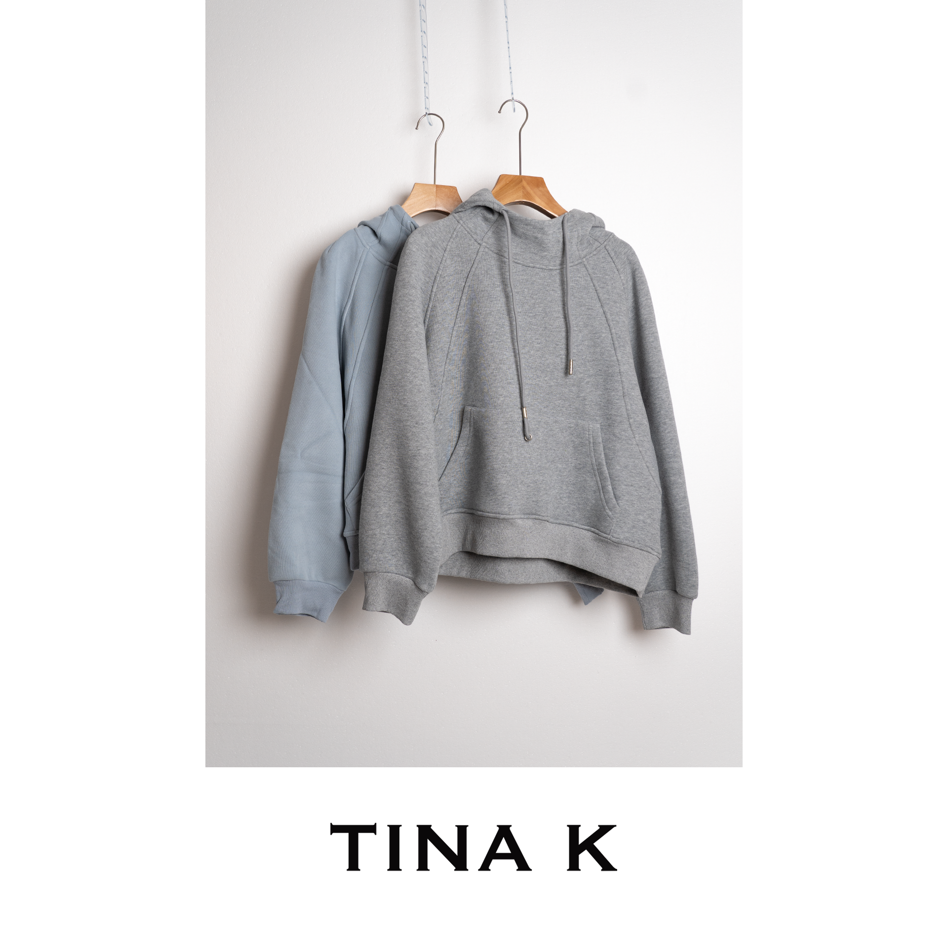 TinaK[套装]秋冬女士长袖棉上衣纯色连帽宽松套头卫衣WY225680