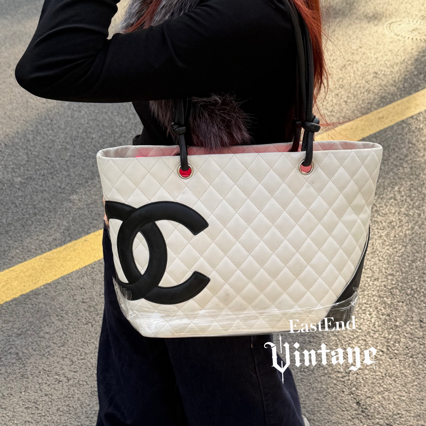 95新 Chanel/香奈儿 東区-白色牛皮大号康鹏菜篮子单肩包/92781