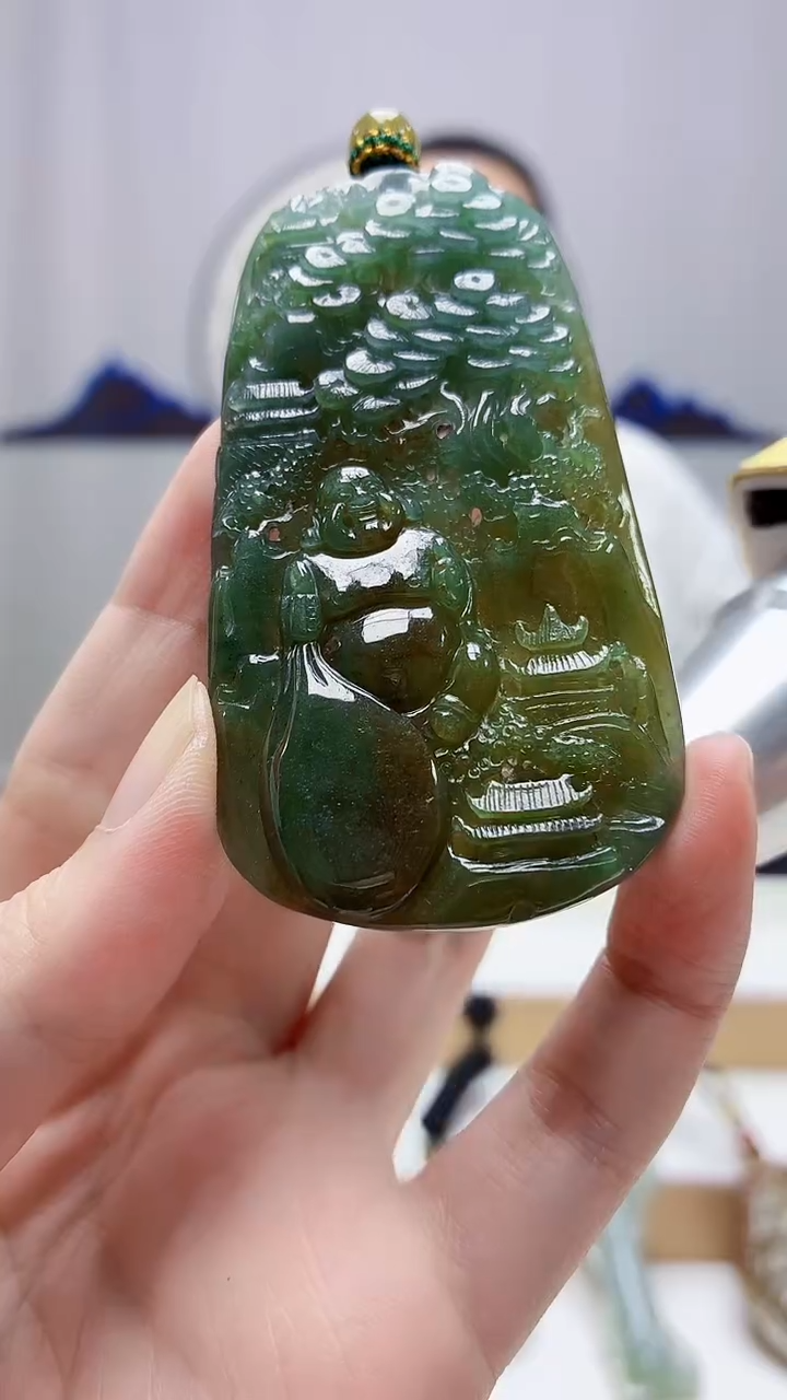 未镶嵌定制翡翠4898zm-毛货挂件佛公138