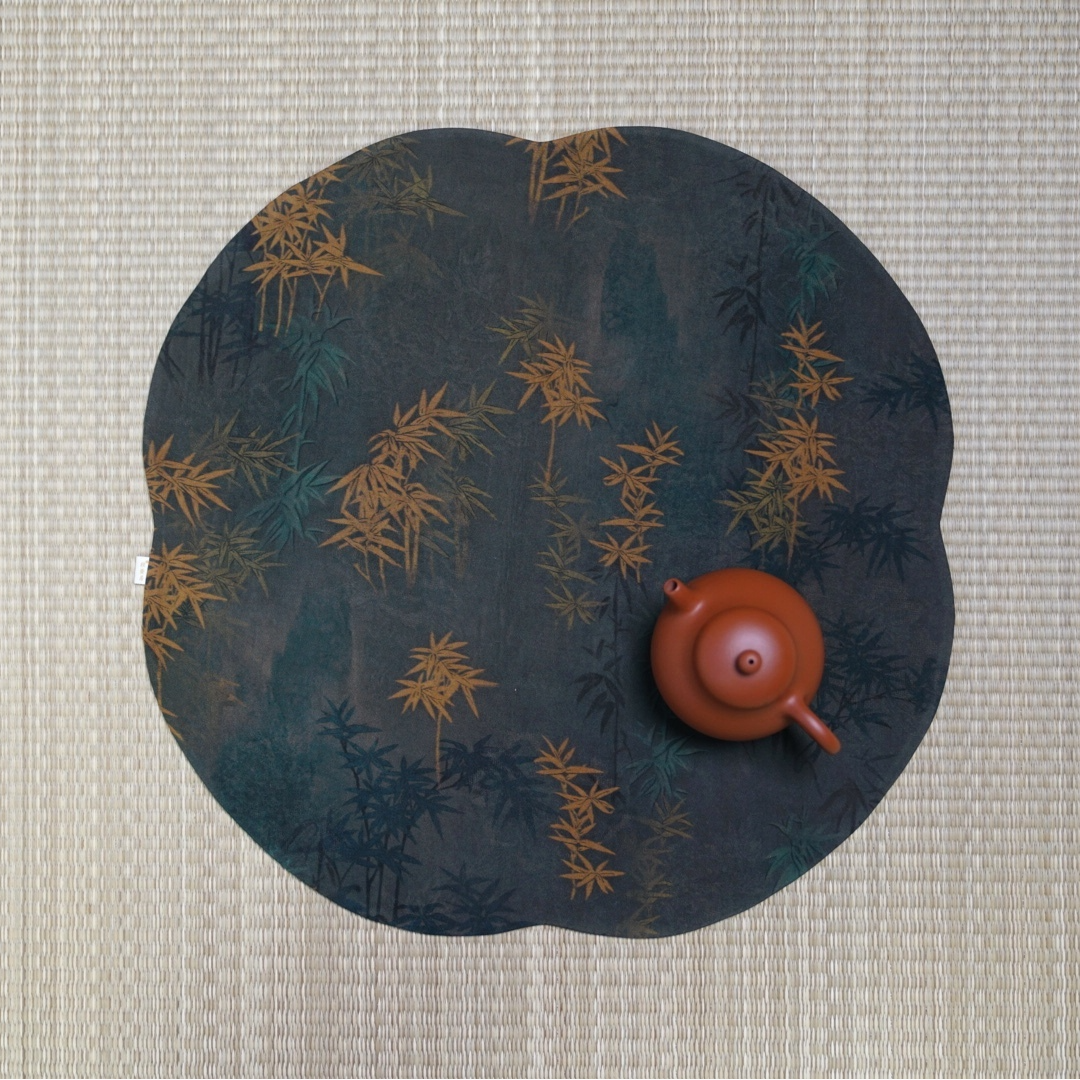 【大海棠】41*41cm 竹叶香云纱茶席