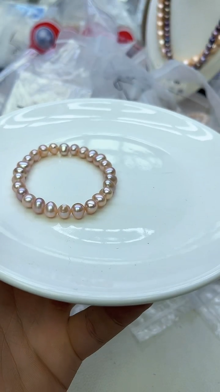 未镶嵌手链淡水珍珠中国红手链