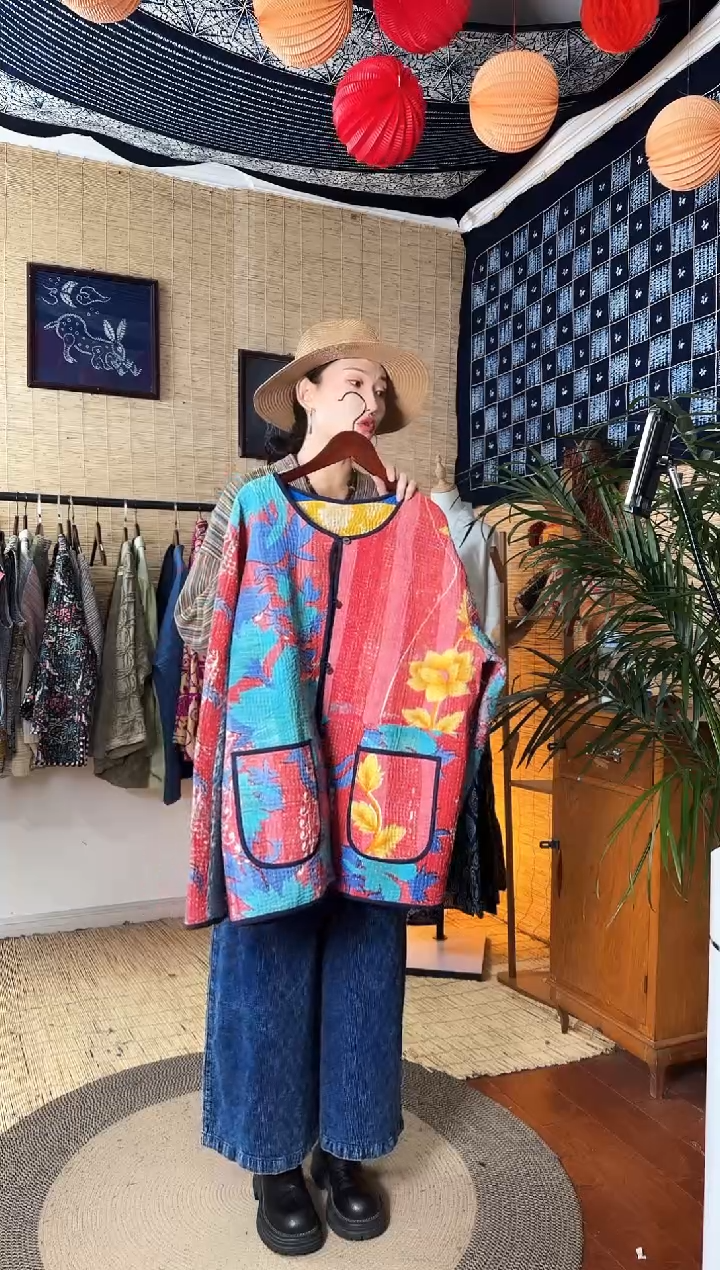 【闪购商品】设计师款红蓝古布外套