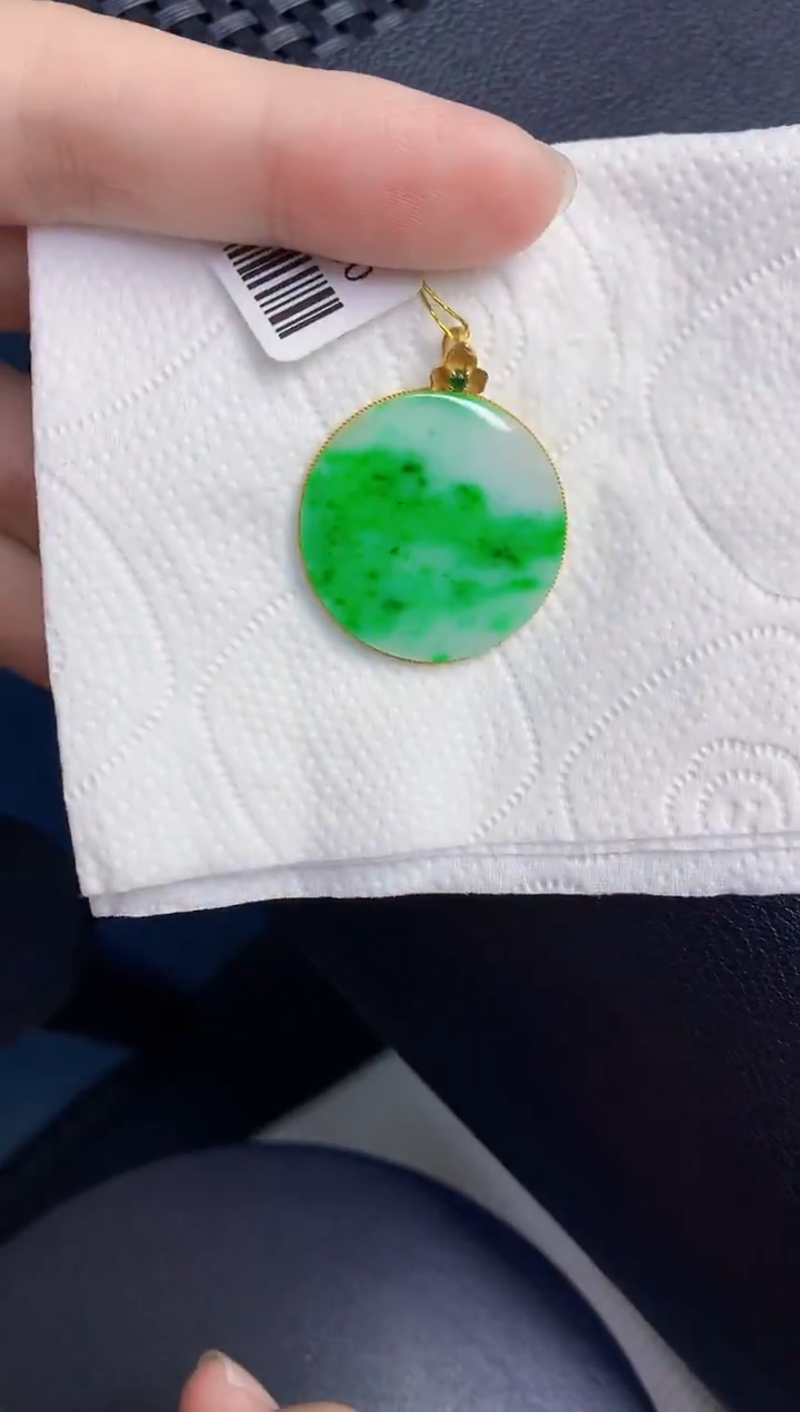 颈饰18K金镶嵌翡翠天然翡翠缅甸A货