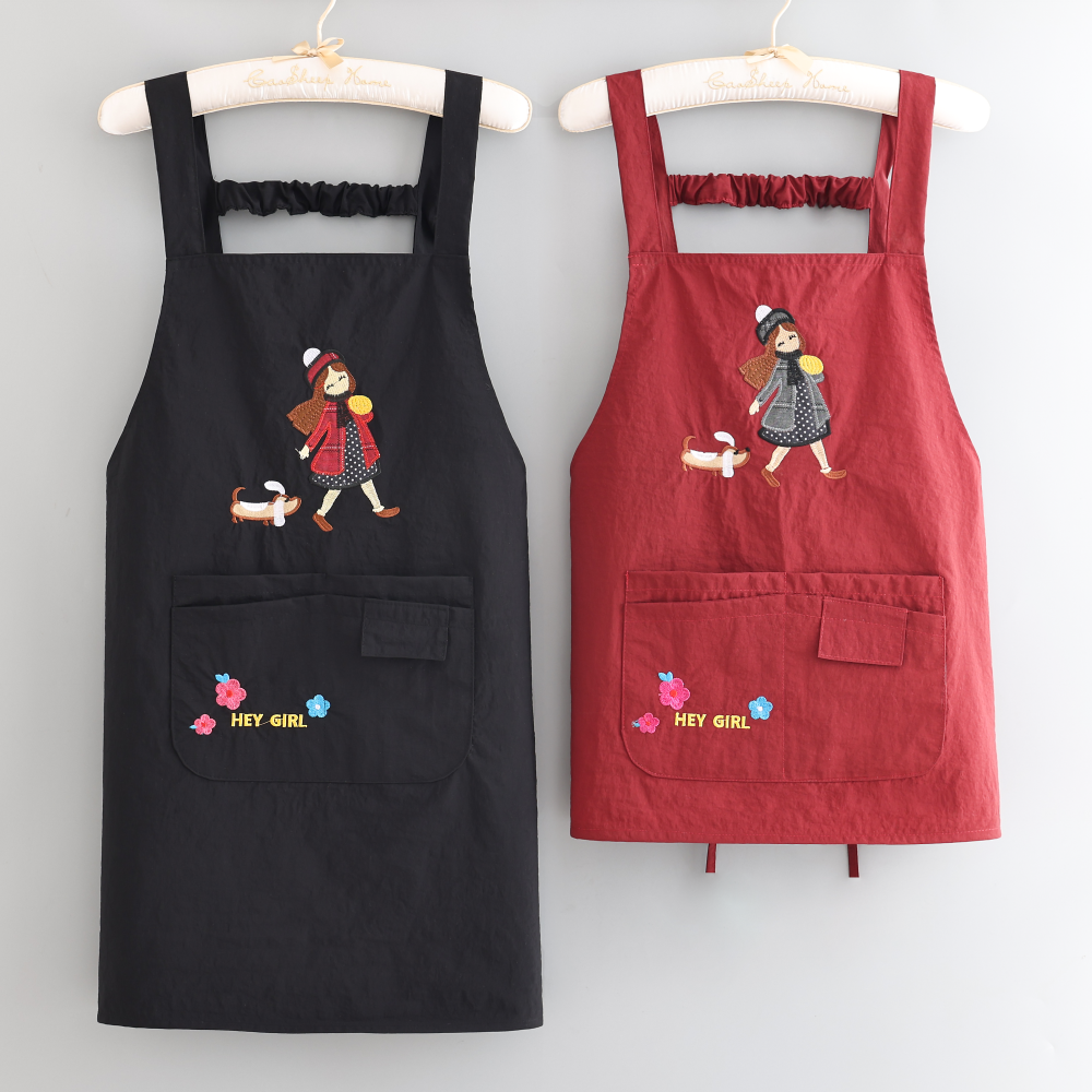 时尚围腰防泼水围裙耐污耐磨罩衣防油耐穿家用厨房做饭工作服男女