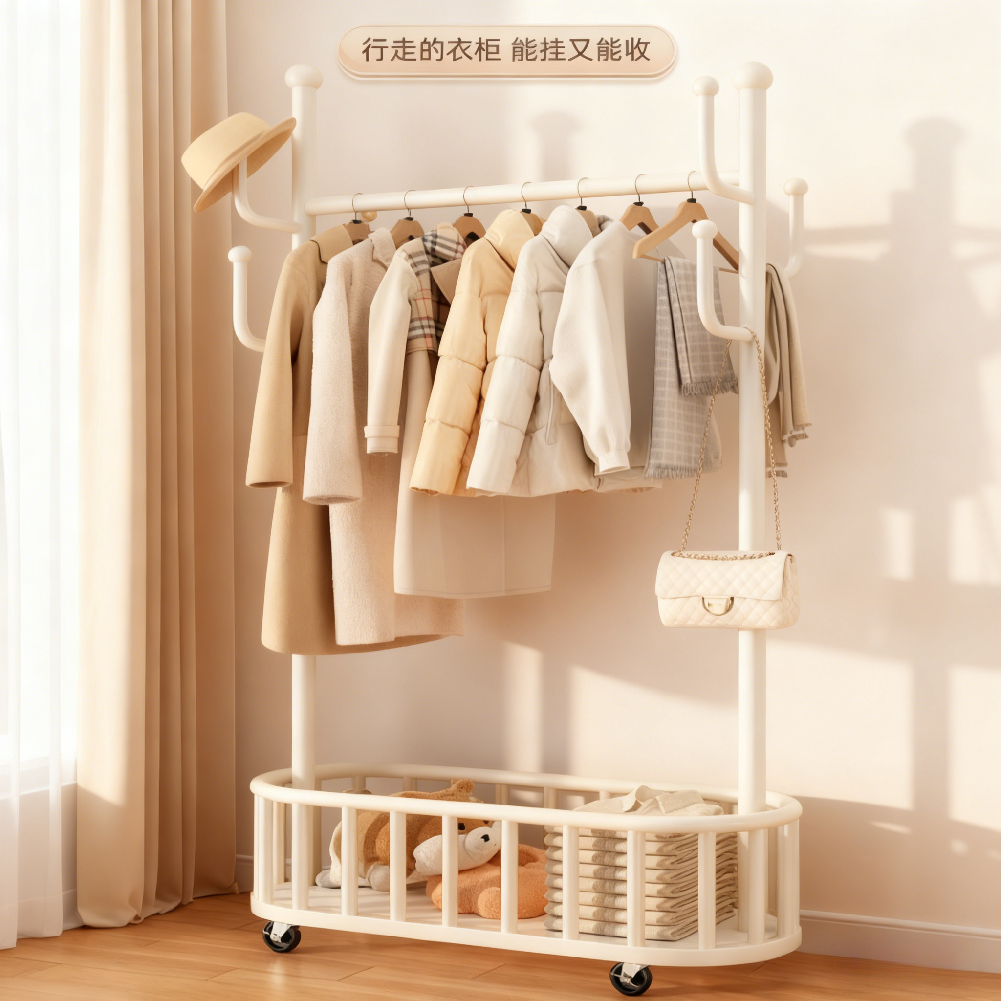 衣架落地卧室挂衣架家用室内轻奢晾衣服置物架房间简易衣帽架