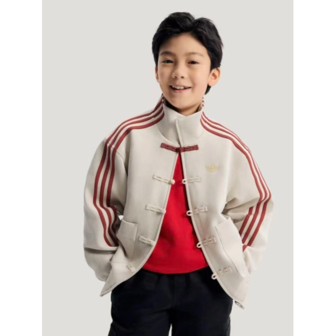 adidas/阿迪达斯三叶草大童新年新中式战袍百搭夹克外套 KT5000