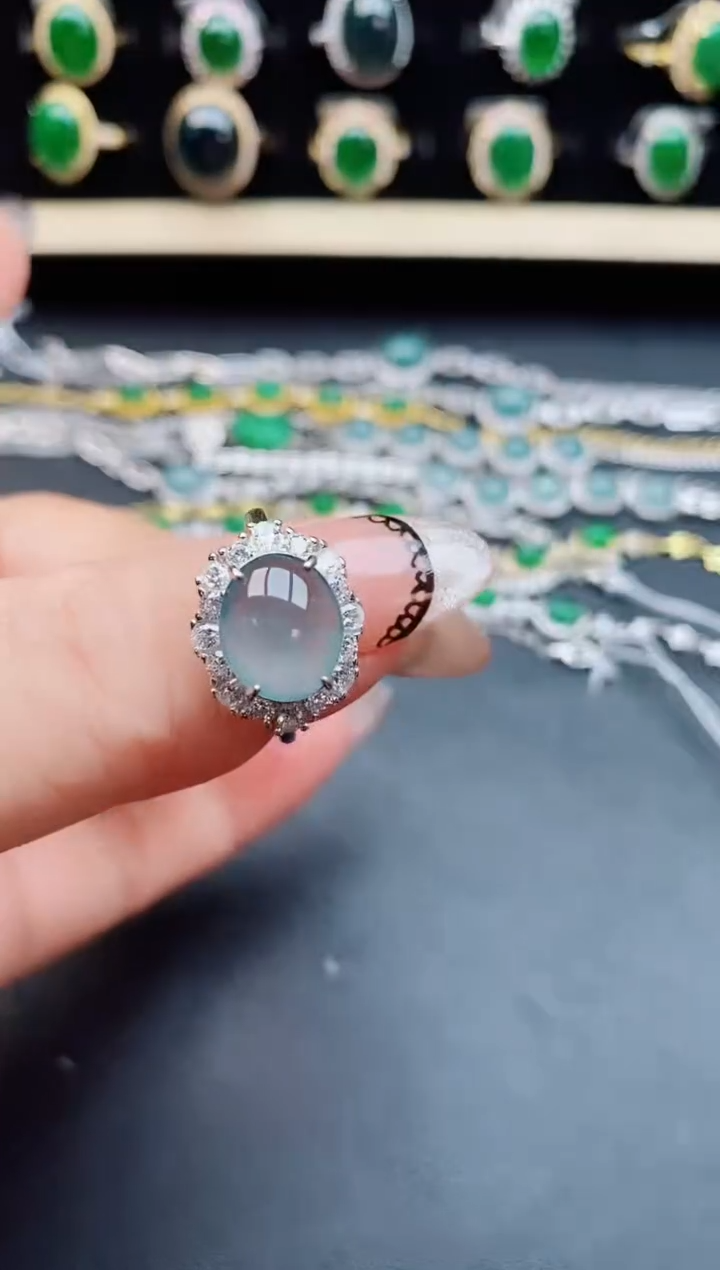 翡翠戒指银S925镶嵌508500