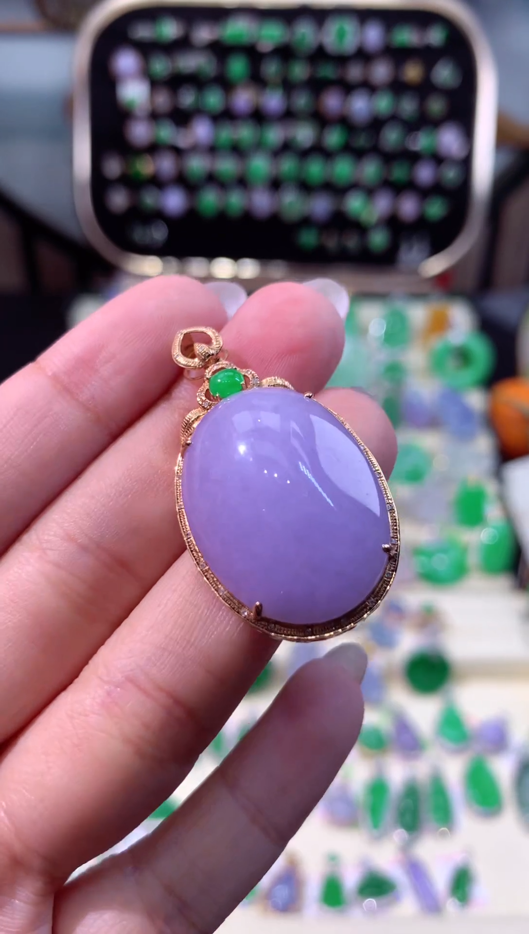 【闪购商品】翡翠颈饰18K金镶嵌缅甸天然A货翡翠