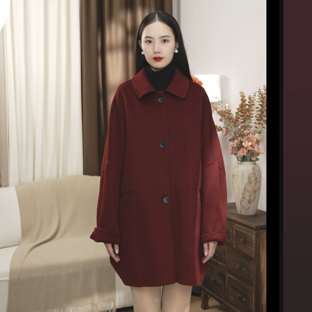 【羊绒】复古时尚冬季短款双面呢羊绒大衣