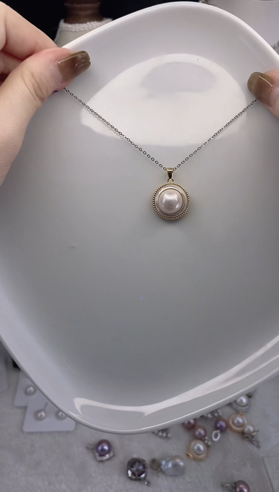 合金耳饰淡水珍珠024圆珠默认微瑕