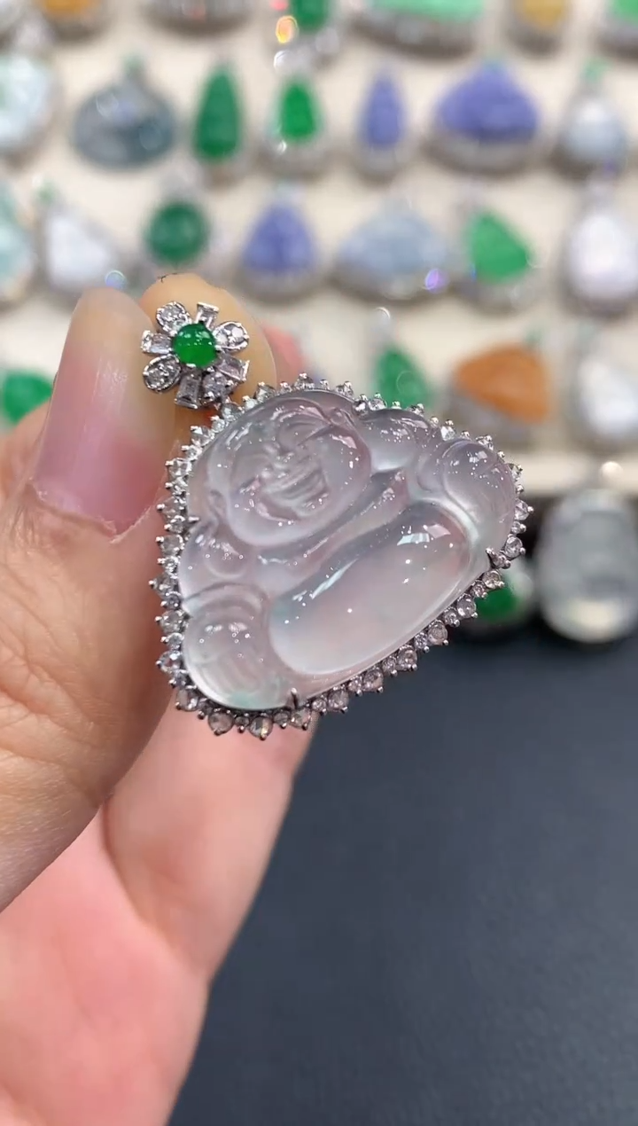 【闪购商品】翡翠吊坠(不含链)18K金镶嵌B77    