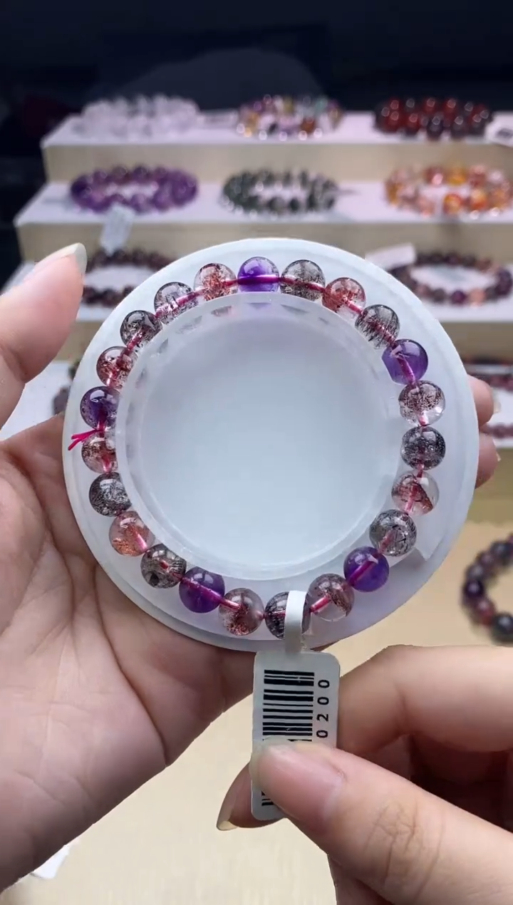 水晶手链未镶嵌黑加仑超七单圈8m+