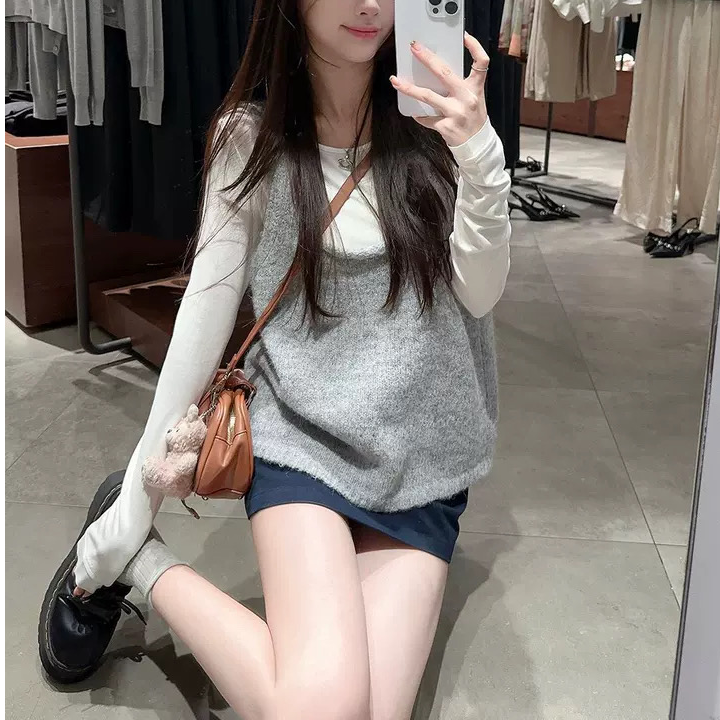 【现货 婷哥定制 】2025甜美前后两穿蝴蝶结针织马甲背心CCC11723