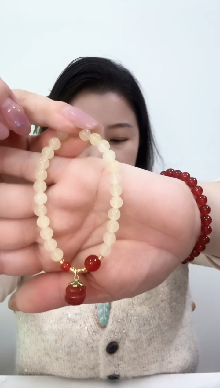 【闪购商品】石英岩玉手串合金柿柿如意手串