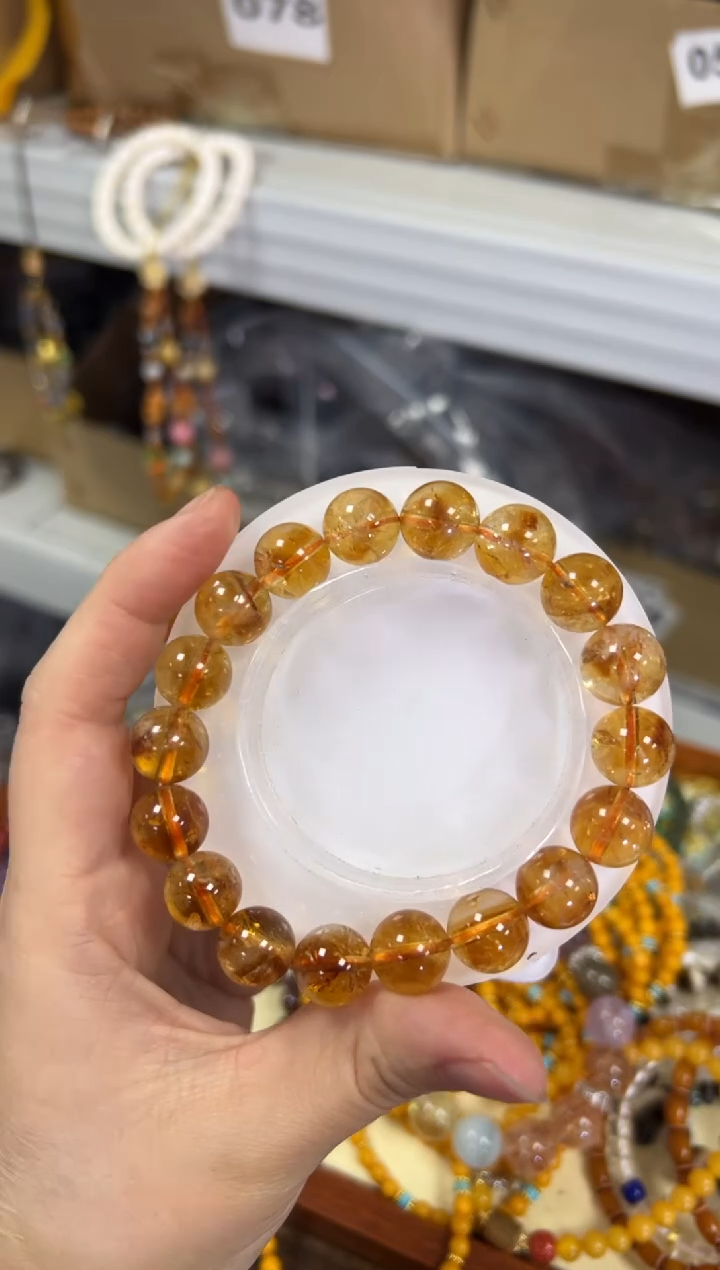 【闪购商品】水晶手链未镶嵌金字塔黄水晶大手串[1446]