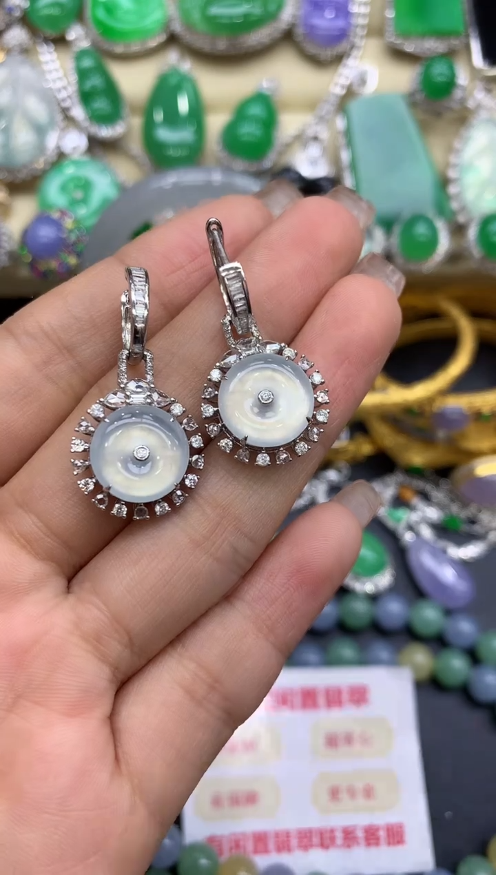 18K金镶嵌翡翠耳饰454-中国好珍宝