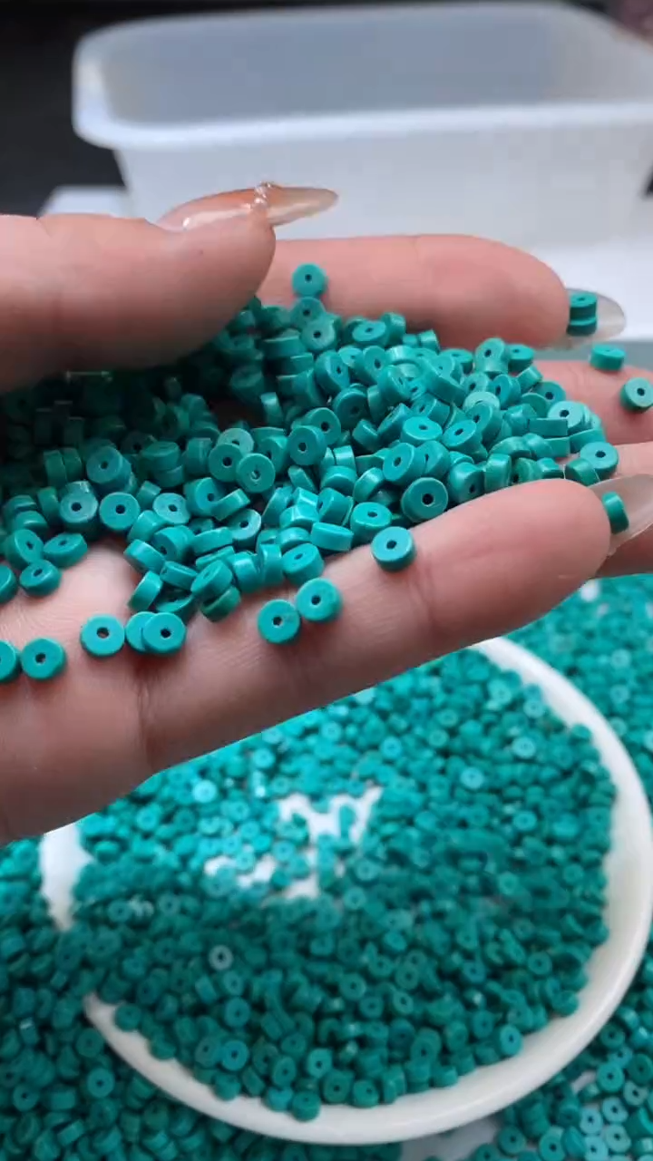 未镶嵌颈饰玛瑙/玉髓W2321高瓷玉化绿松直切算盘4*2MM*30颗