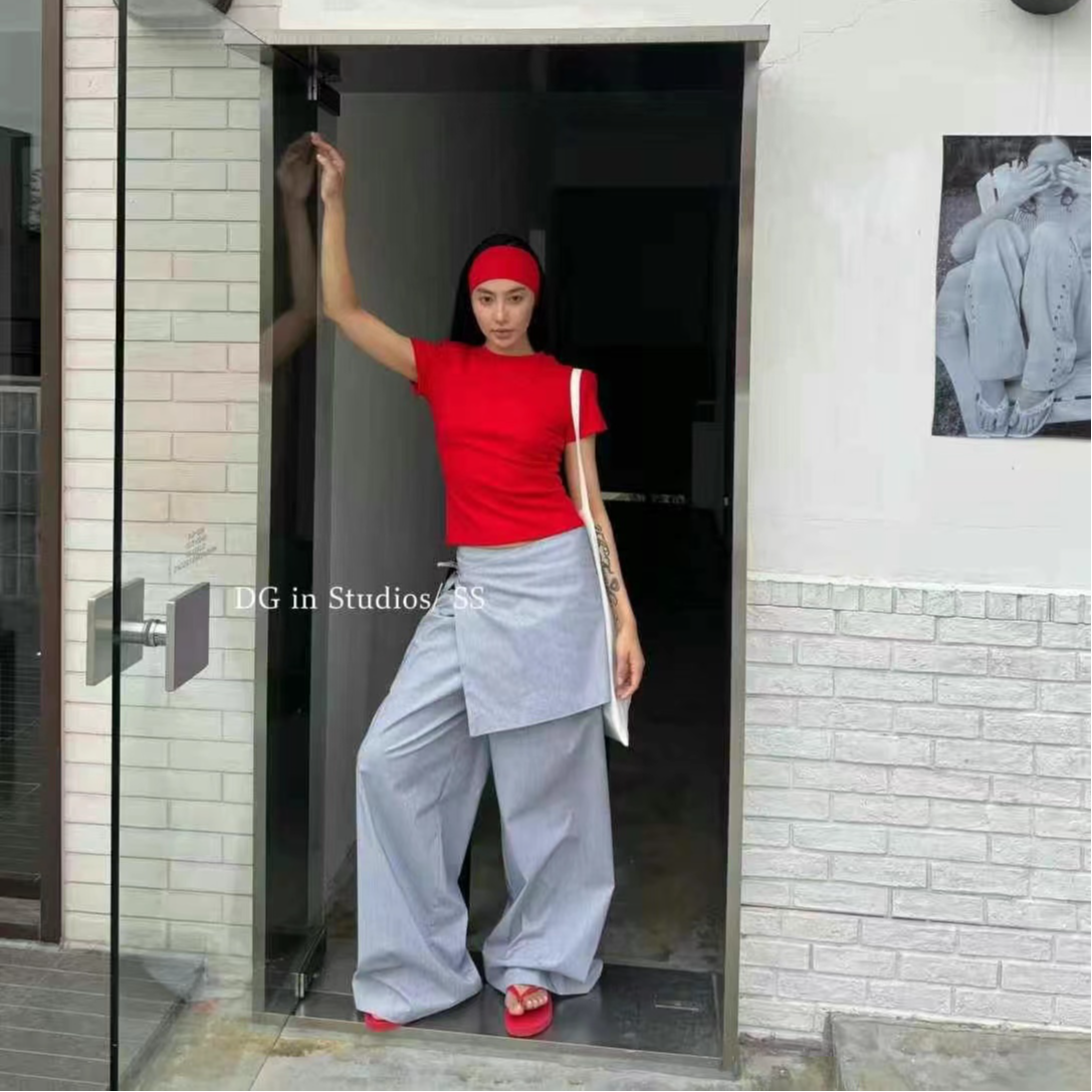 宠儿【2025春夏韩版时尚竖条2件套长裤】