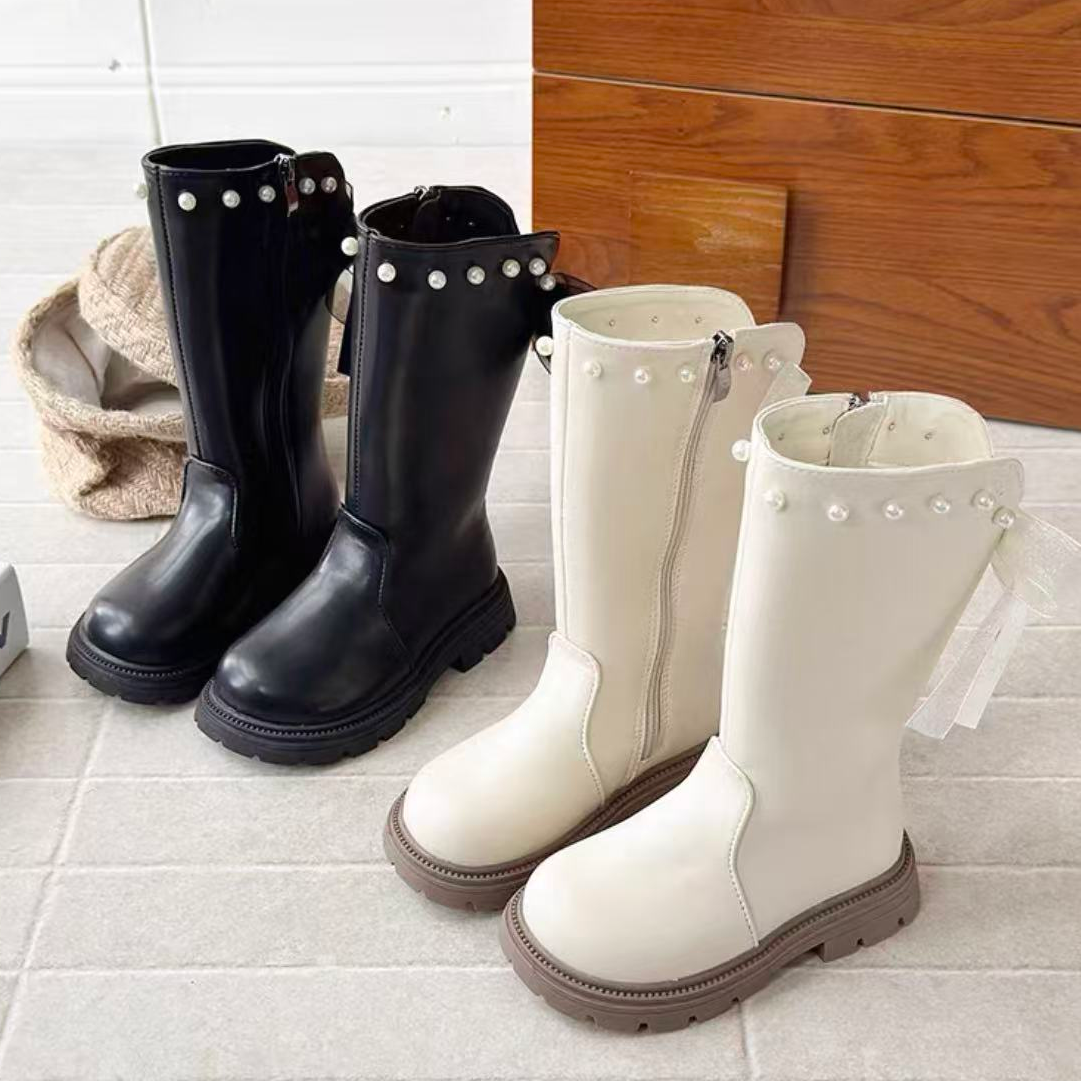 【新疆包邮】新款高筒靴珍珠蝴蝶靴童鞋  699