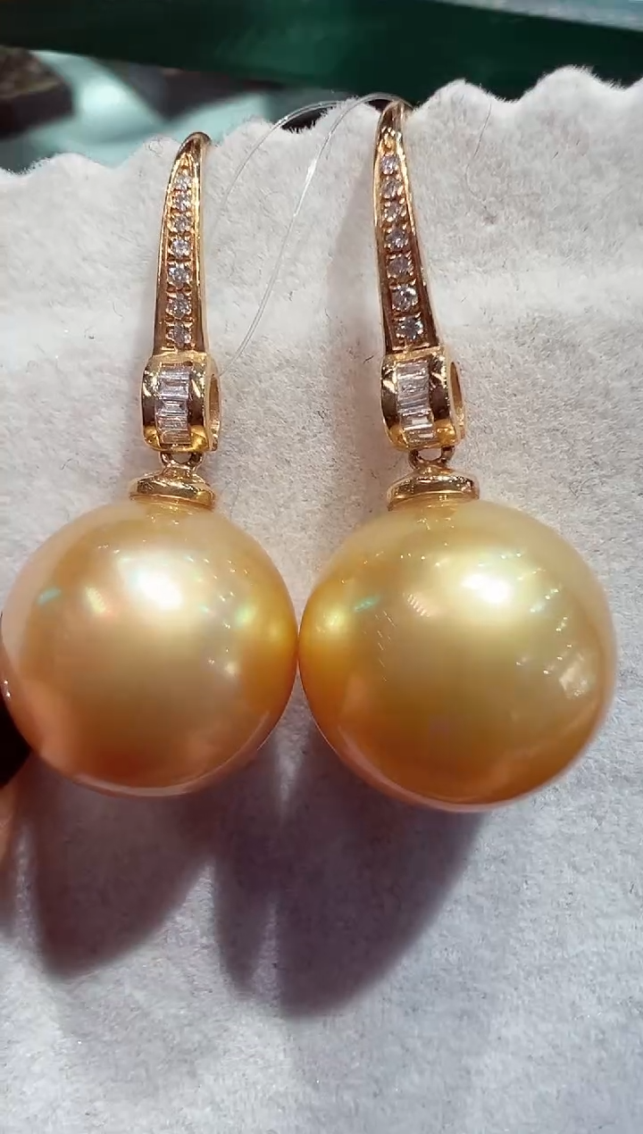 【闪购商品】海水珍珠耳坠18K金镶嵌金珍珠耳坠