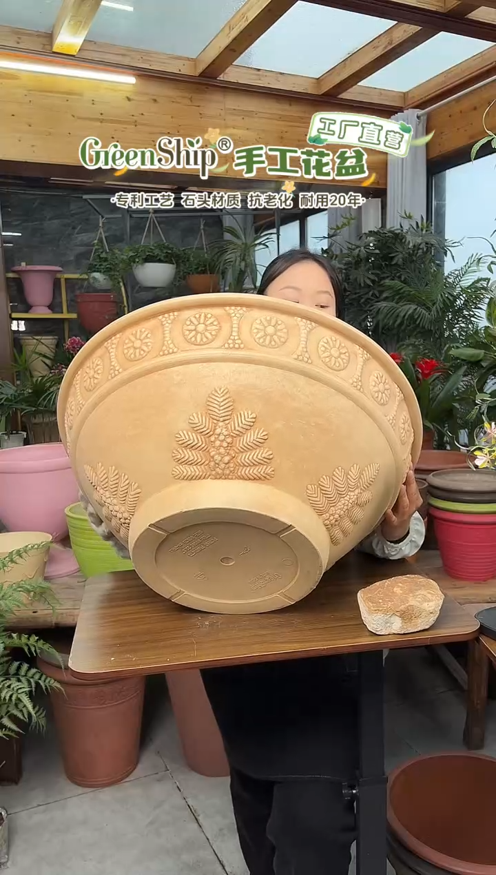 60*25/09G60象牙白超大号碗莲盆外贸尾单