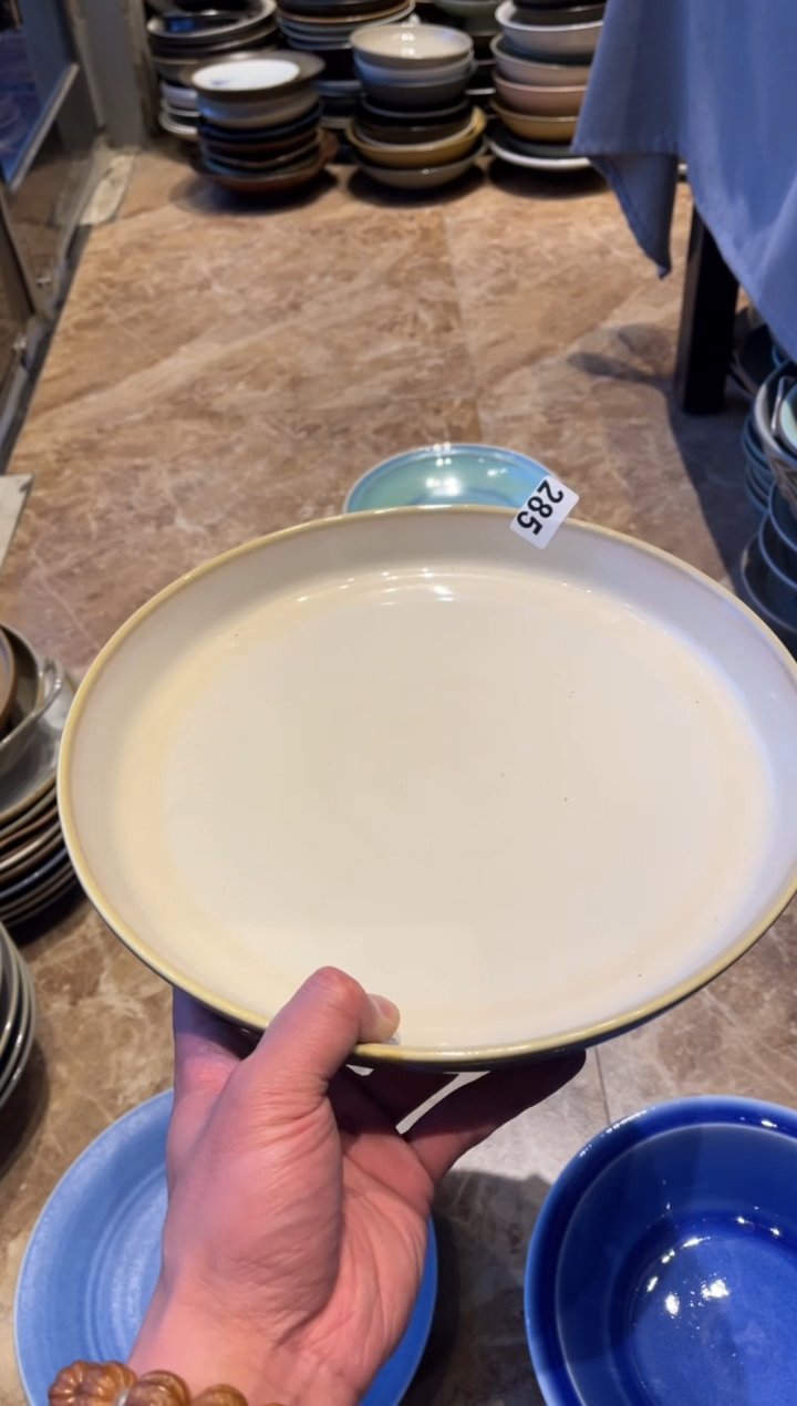 【闪购商品】瓷片285  微瑕白麻点直身盘1个