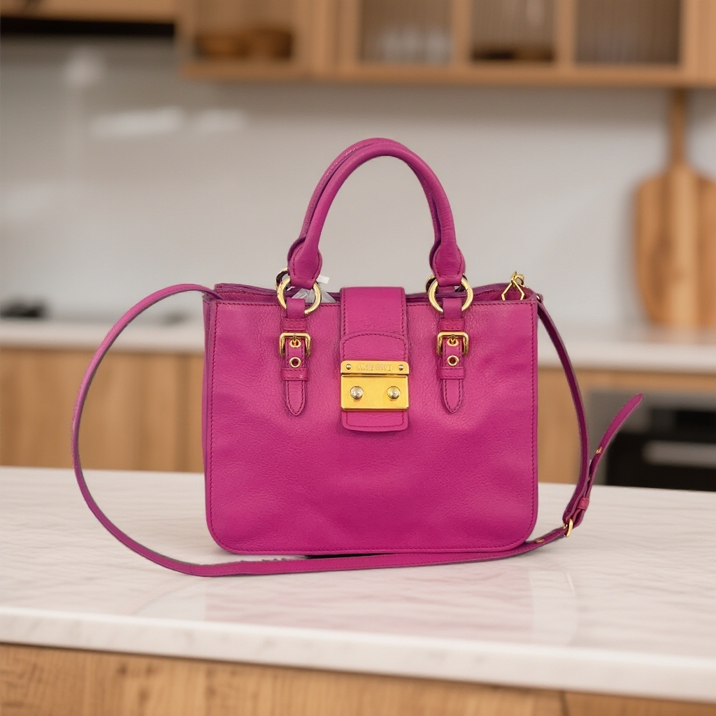 95新 MIU MIU/缪缪  玫粉色手提包   1784 1891 