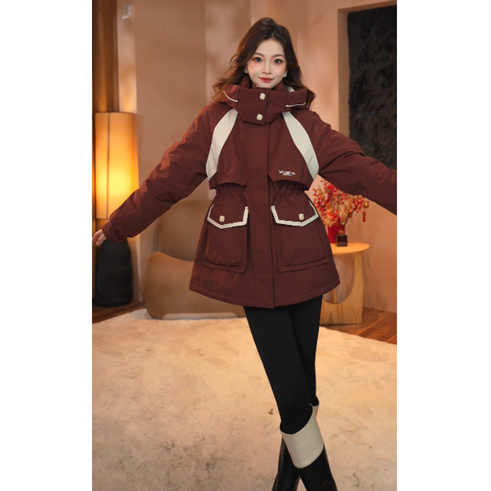 YAYA鸭鸭2024年新款休闲冬季中长款羽绒服工装派克服外套TXX