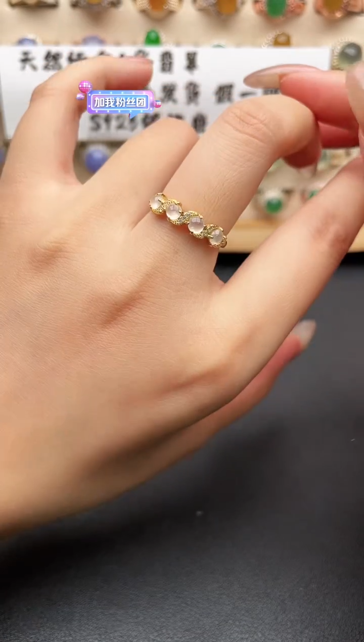 银S925镶嵌戒指翡翠一物一证一礼盒2