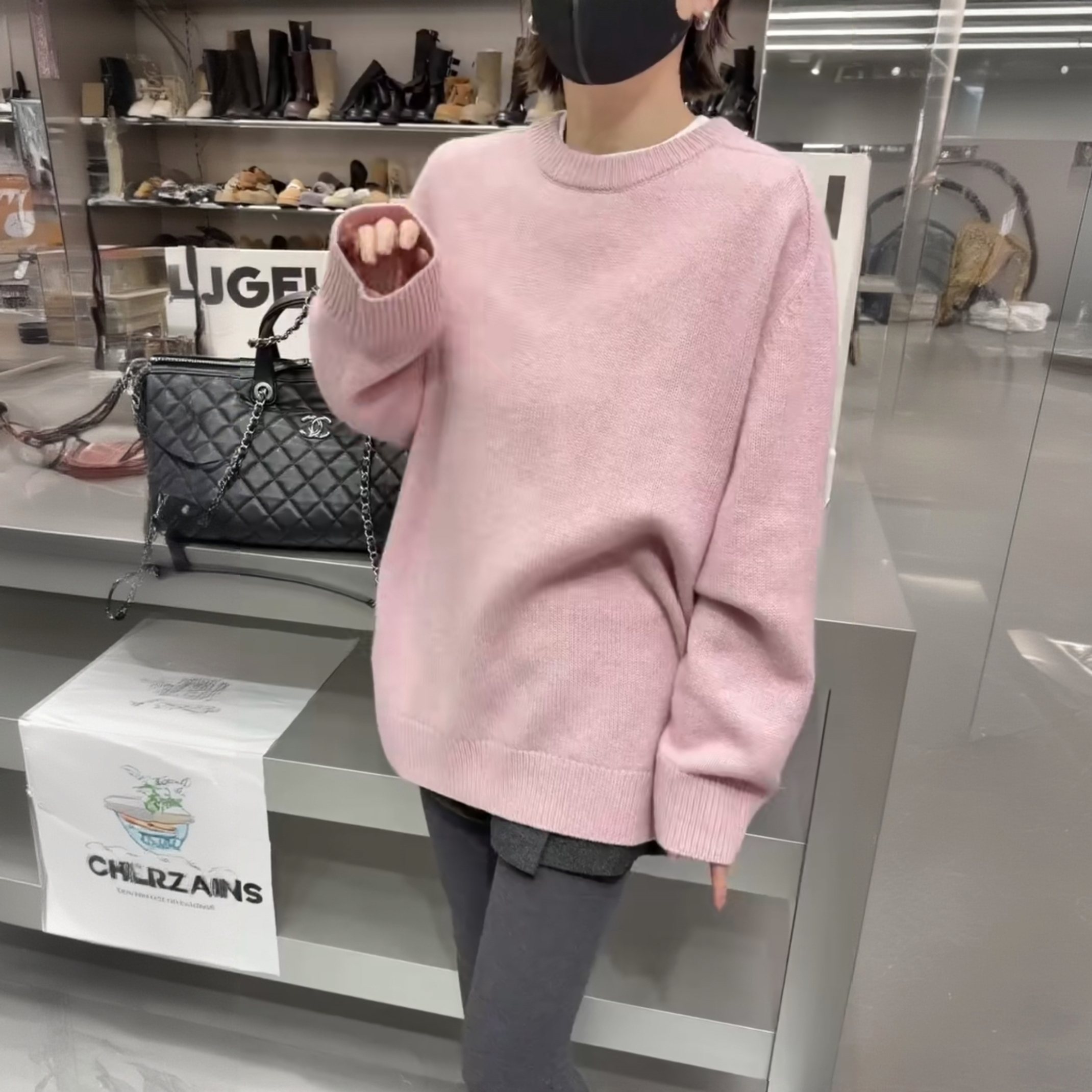 67260 诗歌兰女装2025年粉色时尚圆领气质羊毛套头长袖保暖毛线衣