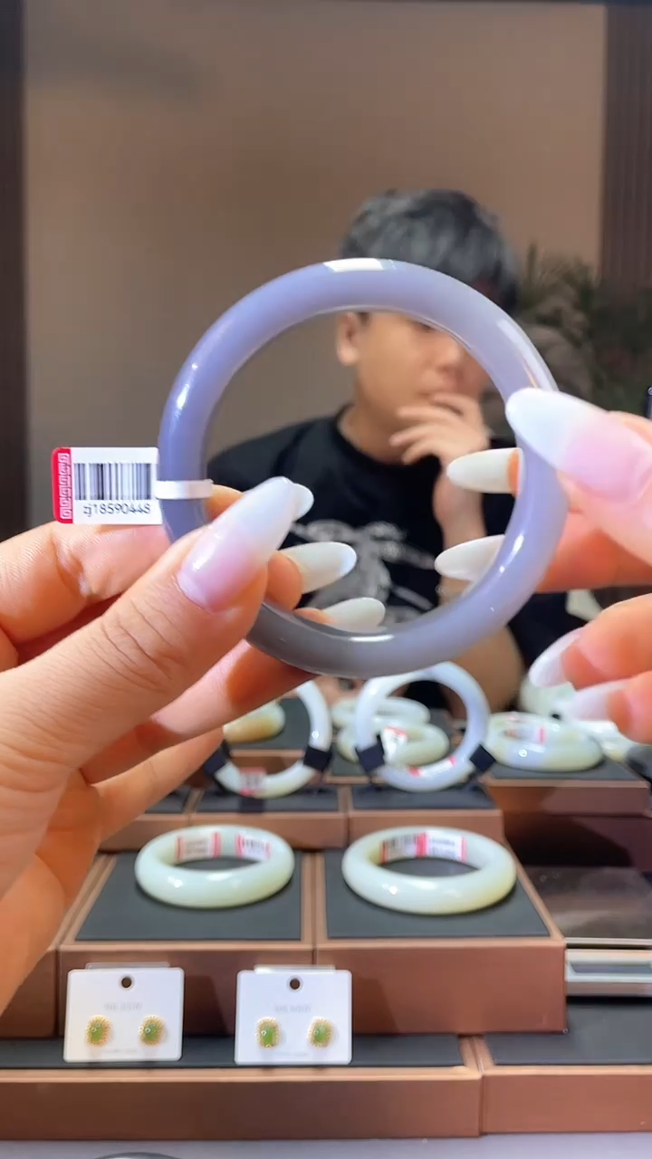 和田玉未镶嵌手镯60烟紫18590448