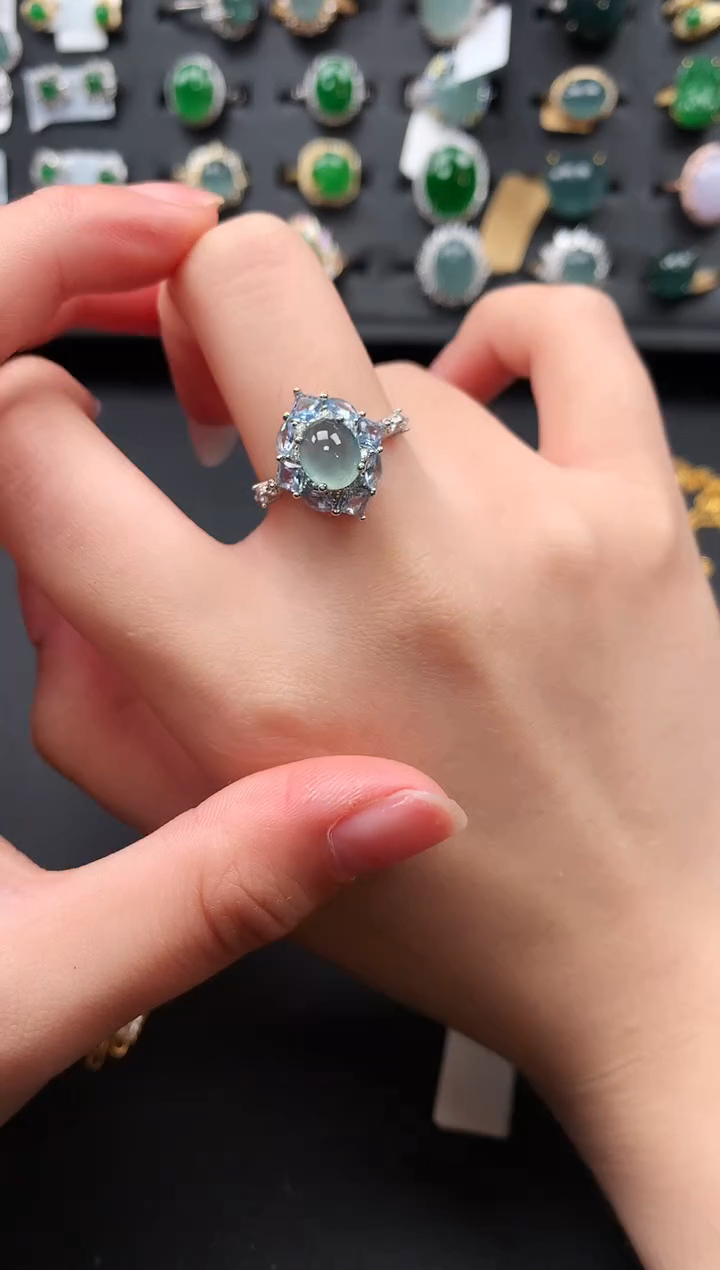 【闪购商品】翡翠戒指银S925镶嵌63414