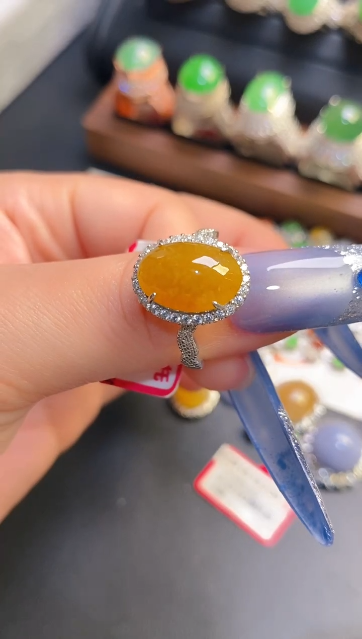 银S925镶嵌戒指翡翠天然