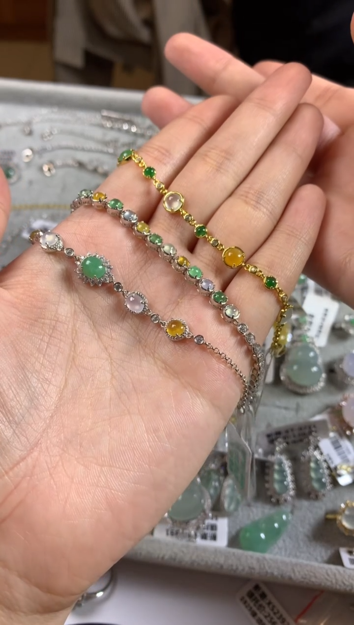 银S925镶嵌戒指翡翠你****字手链