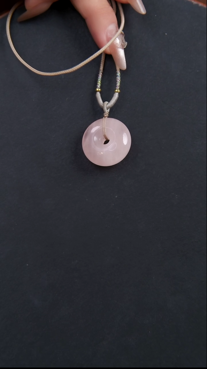 【闪购商品】水晶颈饰未镶嵌天然粉水晶平安扣吊坠