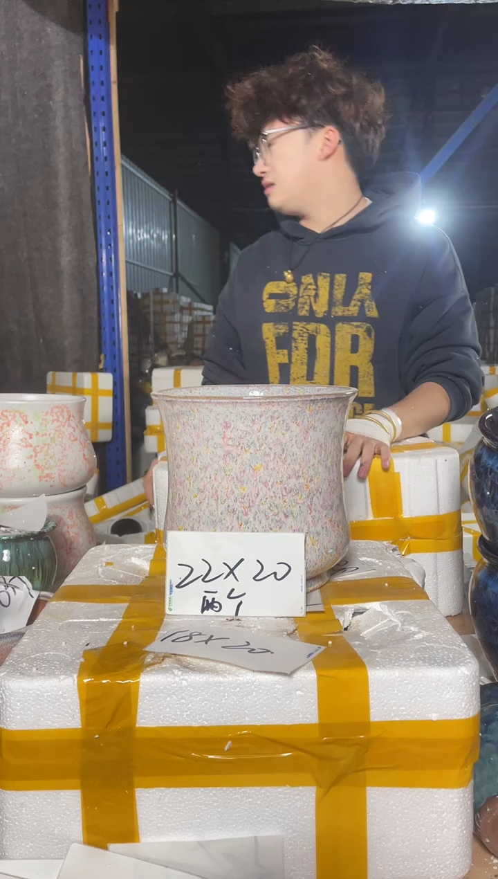 紫砂花盆宜兴紫砂粗陶花盆22-20两个