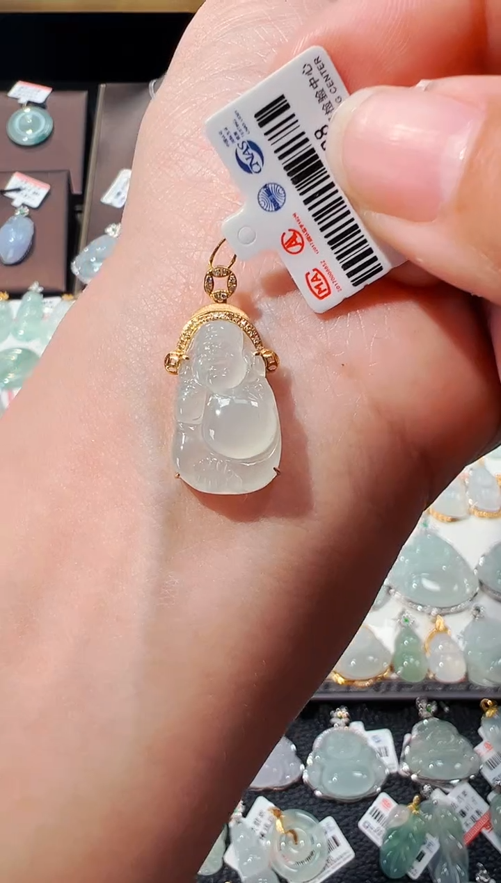 【闪购商品】翡翠吊坠(不含链)18K金镶嵌佛公吊坠598