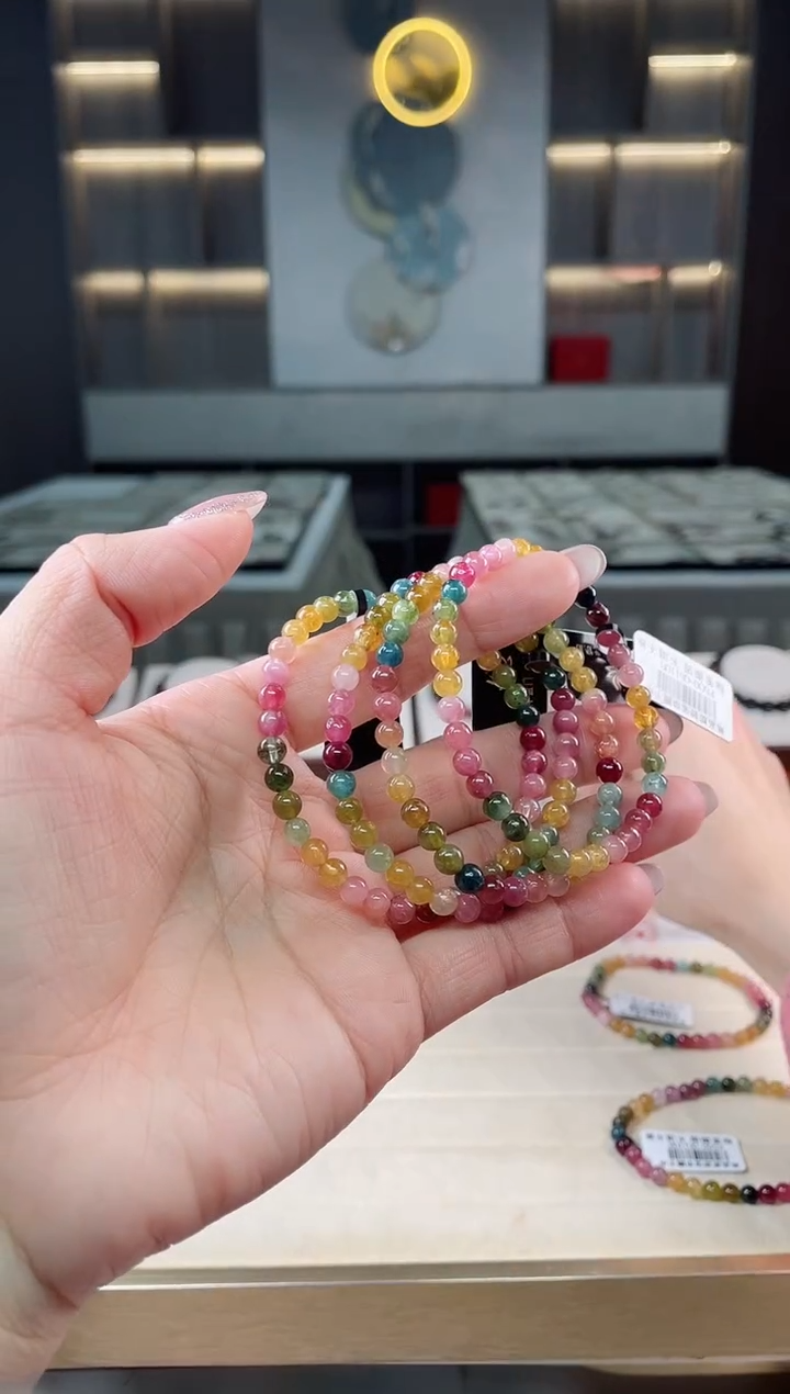 未镶嵌老矿碧玺单圈手串5mm+碧玺（多样性发一条）T