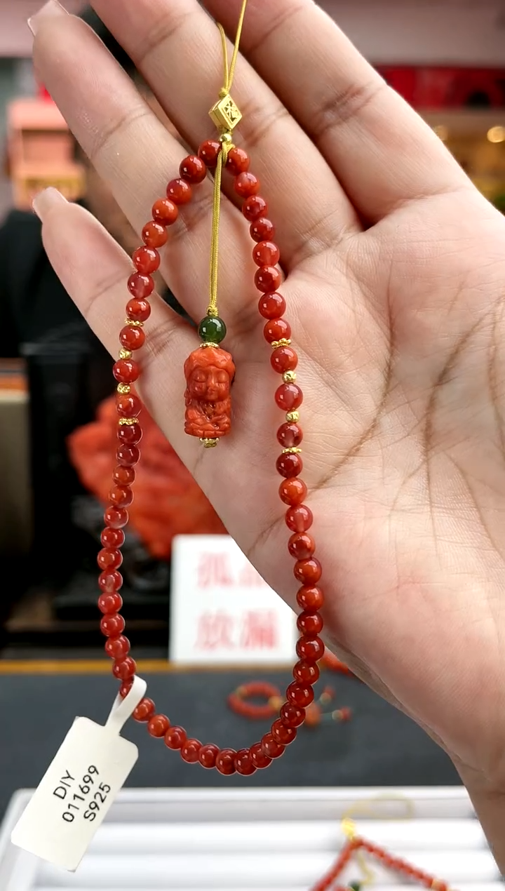 【闪购商品】南红玛瑙度母手机链-多样性发一件银S925镶嵌一件3