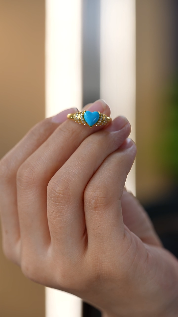 银S925镀金镶嵌绿松石戒指秒拍号5