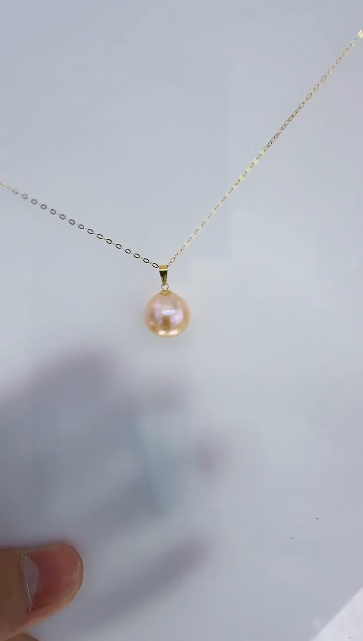 18K金镶嵌淡水珍珠DA珍珠吊坠10-11 y387