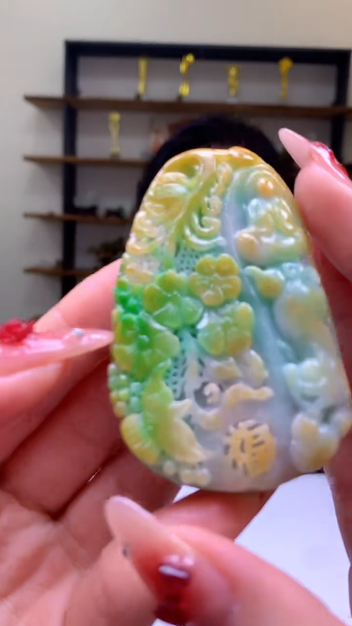 【闪购商品】定制翡翠未镶嵌1071ry-毛货挂件99